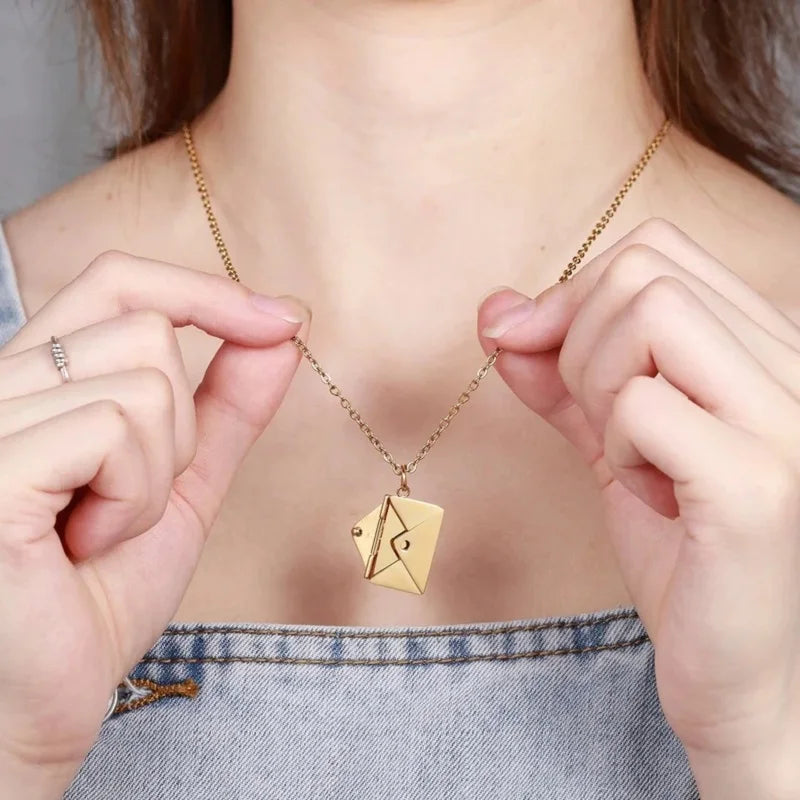 Love Letter Envelope Pendant Necklace - North Star