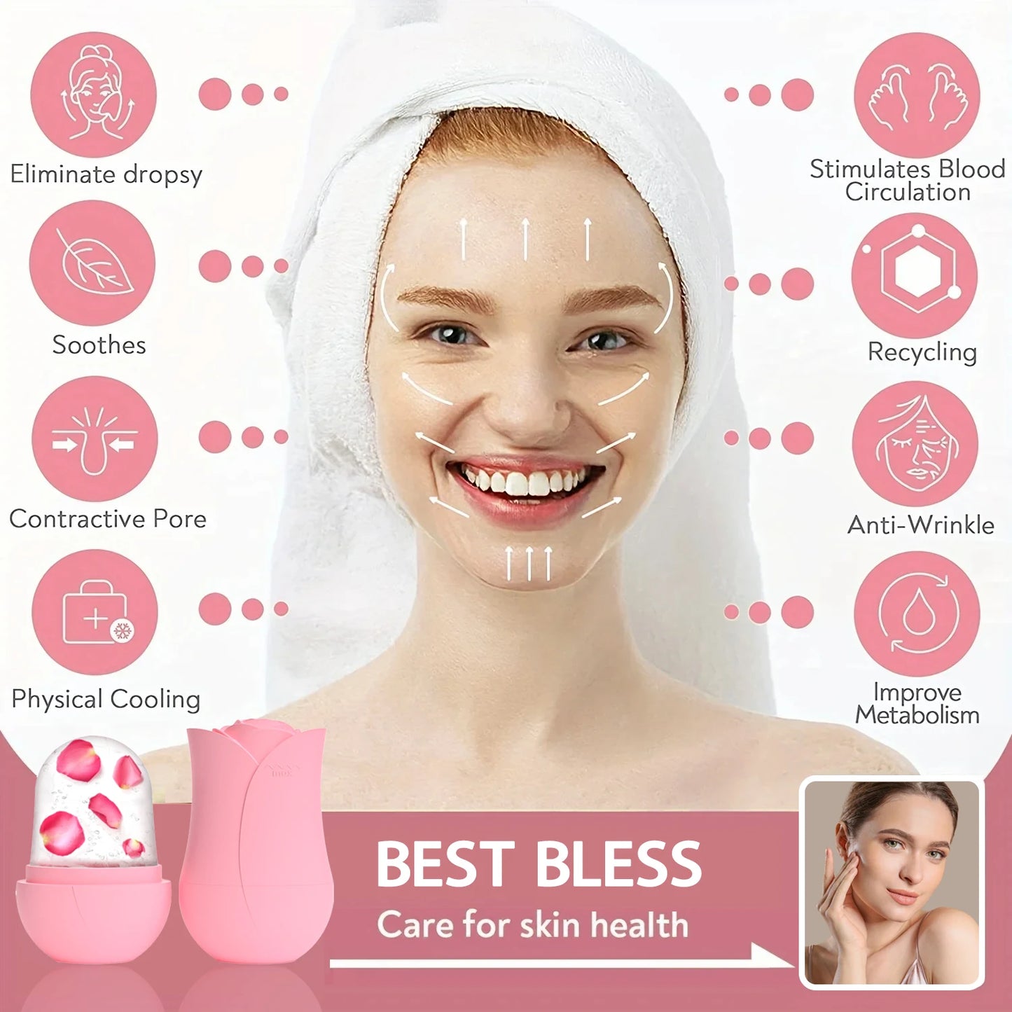 Rose Silicone Ice Facial Roller - North Star