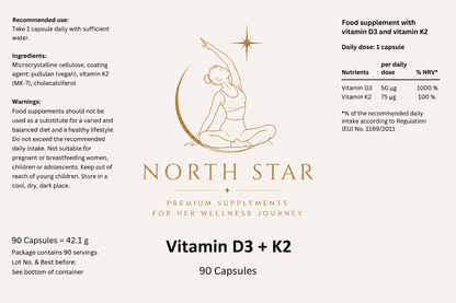 Vitamin D3 + K2 – 90 Capsules