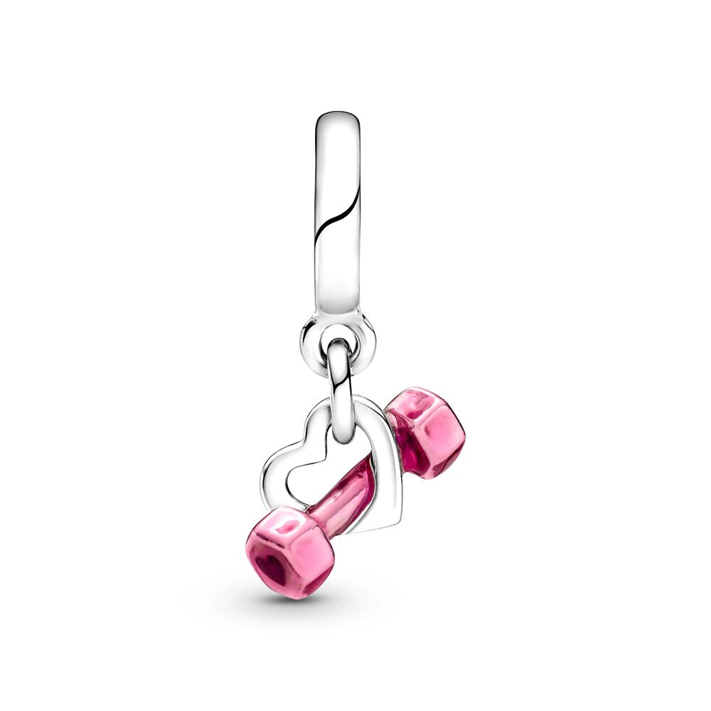 Dumbbell and Heart Charm for Her - North Star